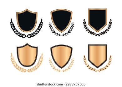 The emblem shield badge is gold and black in color, very elegant for logos and icons
