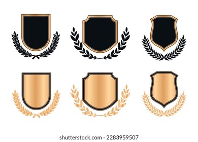 The emblem shield badge is gold and black in color, very elegant for logos and icons