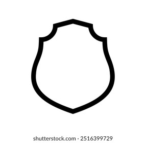 emblema Escudo quadro Logo. Modelo de vetor esboço Sinal de proteção, guarda e segurança. Símbolo de seguro ou imunidade. Design de ícone vazio isolado em fundo branco