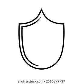 emblem Shield frame Logo. Vector template outline Sign of Protection, Guard and Security. Insurance or Immunity Symbol. Empty icon design isolated on white background
