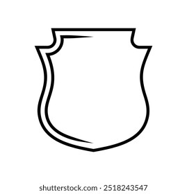 emblema Escudo quadro Logo. Modelo de vetor esboço Sinal de proteção, guarda e segurança. Símbolo de seguro ou imunidade. Design de ícone vazio isolado em fundo branco