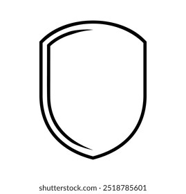 emblem Shield frame Logo. Vector template outline Sign of Protection, Guard and Security. Insurance or Immunity Symbol. Empty icon design isolated on white background