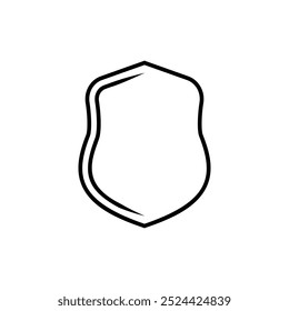 emblema Escudo quadro Logo. Modelo de vetor esboço Sinal de proteção, guarda e segurança. Símbolo de seguro ou imunidade. Design de ícone vazio isolado em fundo branco
