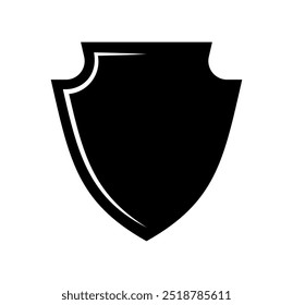 emblem Shield logo template flat illustration, shielding icon in black and white color, security and protector symbol isolated on white background