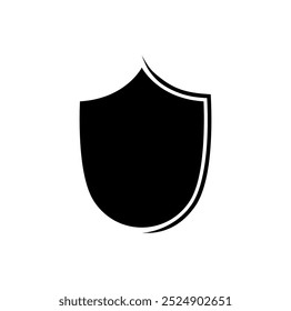 emblema Escudo modelo de logotipo ilustração plana, ícone de blindagem em preto e branco cor, segurança e símbolo de protetor isolado no fundo branco