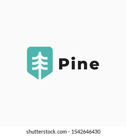 Emblem shield with palm tree illustration for logo template design.