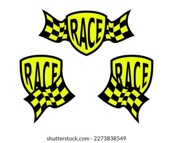 Emblem shield race flag, checkered flag template