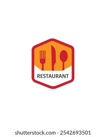 Logotipo del restaurante del emblema o del escudo, restaurante, Ilustración vectorial
