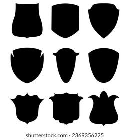 conjunto vectorial de silueta con trenzas de emblema ilustraciones en blanco y negro