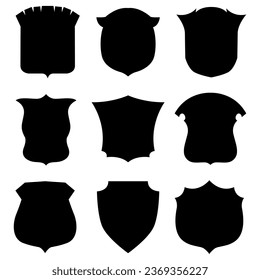 emblem shiled silhouette vector set black and white illustration