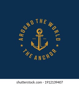 Emblem des Schiffsanchors Logo Vectorvintage , Illustration Design des Ocean Concept with Boat Anchor