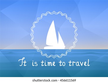 The emblem of the ship and sea landscape.