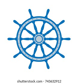 emblem of ship wheel on a white background