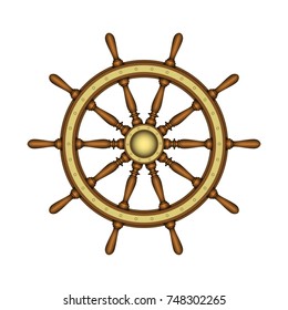 emblem of ship wheel on a white background