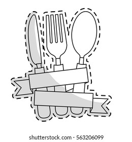 emblem with silverware over white background. vector illustration
