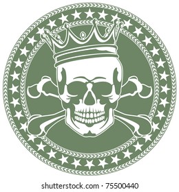Emblem with  skull and  crown