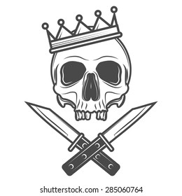 The emblem of the skull in crown and knives