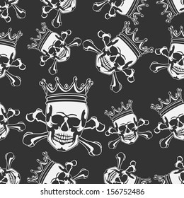 Emblem with  skull and  crown Seamless