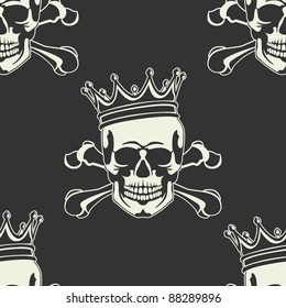 Emblem with  skull and  crown Seamless