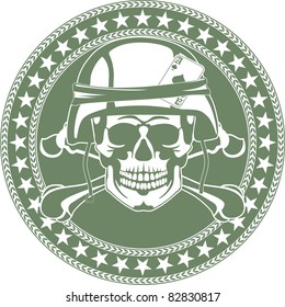 Emblem a skull in a military helmet