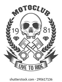 emblem with skull motorcycle club