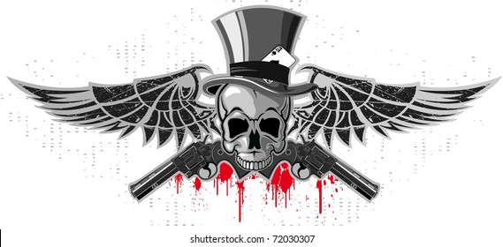 Emblem of a skull with pistols