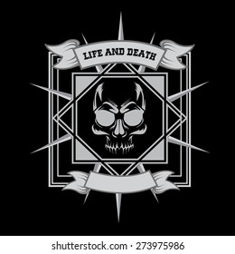 Emblem with skull. tattoo