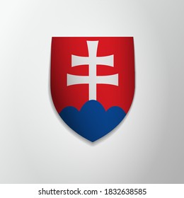 Emblema de Eslovaquia. 17 de julio. Ilustración vectorial. Cruz blanca patriarcal sobre el escudo rojo. Blazon, escudo de armas. Símbolo nacional. Plantilla de diseño gráfico