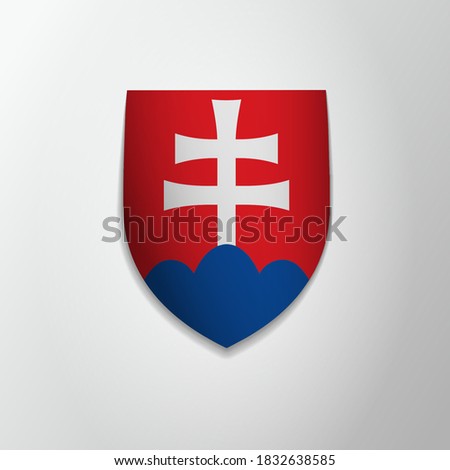 Emblem of Slovakia. 17th of July. Vector illustration. White patriarchal cross on red shield. Blazon, coat of arms. National symbol. Graphic design template