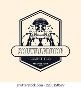 Emblem Of Snowboarding Competition With Yetri Characters