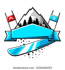 Emblem with snowboarding symbols. Winter sport label or emblem.