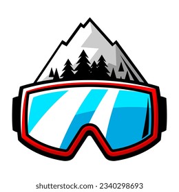 Emblem with snowboarding symbols. Winter sport label or emblem.