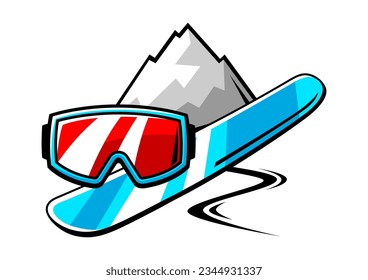 Emblem with snowboarding symbols. Winter sport label or emblem.