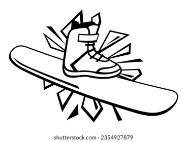 Emblem with snowboarding symbols. Winter sport label or emblem.