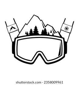 Emblem with snowboarding symbols. Winter sport label or emblem.