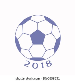 Emblem with soccer ball for 2018. Logo for football championship.Vector illustration.