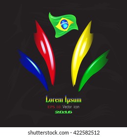 Emblem sport game. Background. Logo sport game.  Emblem with Brazilian flag. Sport game vector illustration. 