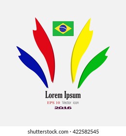 Emblem sport game. Background. Logo sport game.  Emblem with Brazilian flag. Sport game vector illustration. 