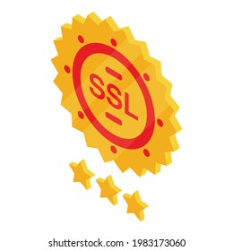 Emblem ssl certificate icon. Isometric of Emblem ssl certificate vector icon for web design isolated on white background