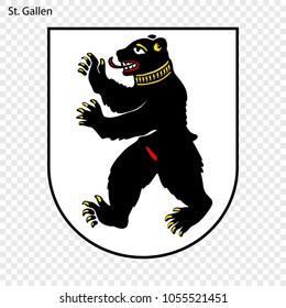 Emblem of St. Gallen. City of Switzerland. Vector illustration