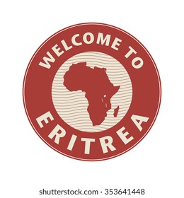 Emblem or stamp with text Welcome to Eritrea, vector illustration
