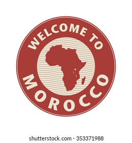 Emblem or stamp with text Welcome to Morocco, vector illustration