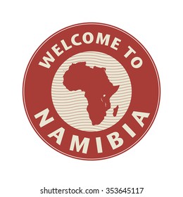 Emblem or stamp with text Welcome to Namibia, vector illustration