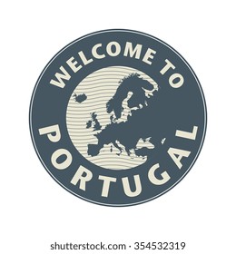 Emblem or stamp with text Welcome to Portugal, vector illustration