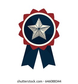 emblem with star inside and ribbon design