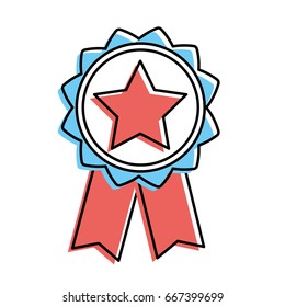 emblem with star inside and ribbon design
