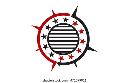 Emblem Star Ribbon Circle 