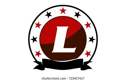 Emblem Star Ribbon Circle Initial L