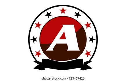 Emblem Star Ribbon Circle Initial A