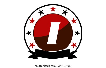 Emblem Star Ribbon Circle Initial I